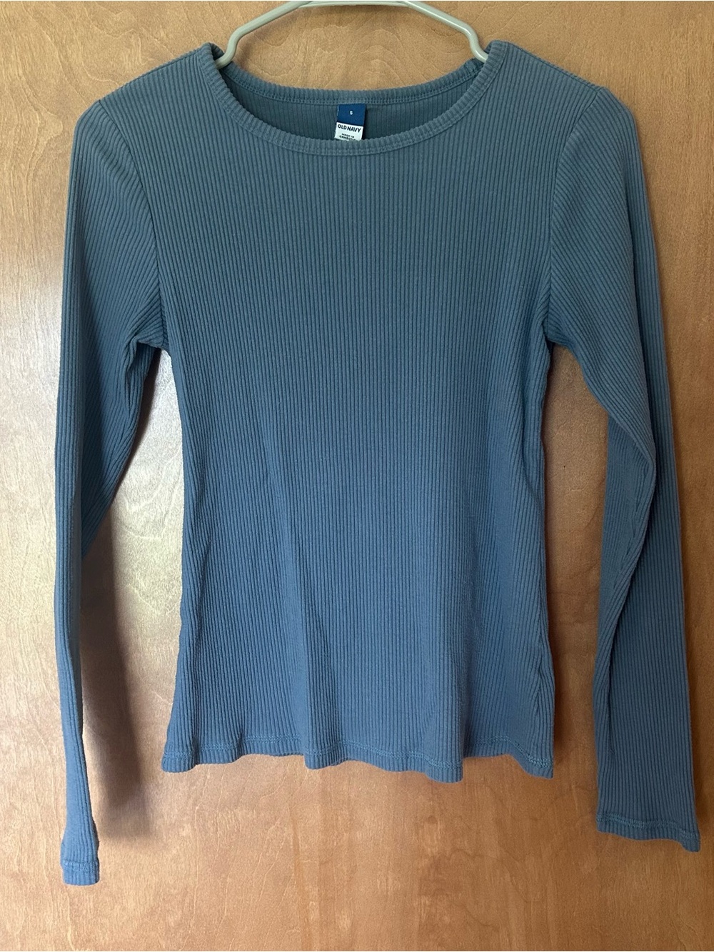 Old Navy Ribbed Long Sleeve Crewneck Top - Slate Blue